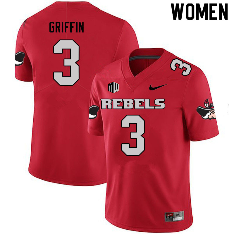 Women #3 Zyell Griffin UNLV Rebels College Football Jerseys Sale-Scarlet